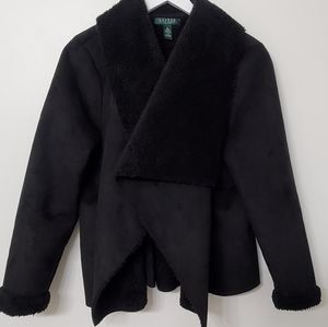 RALPH LAUREN BLACK FAUX SHEARLING